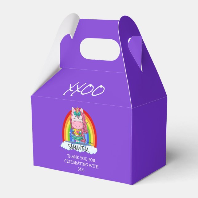Purple Unicorn Party Favour Box (Front Side)