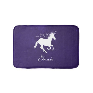 Purple Unicorn Personalized Bath Mat