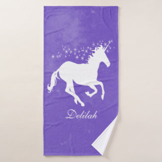 Purple Unicorn Personalized Bath Towel Set