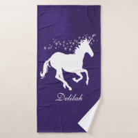 Purple Unicorn Personalized Bath Towel Set