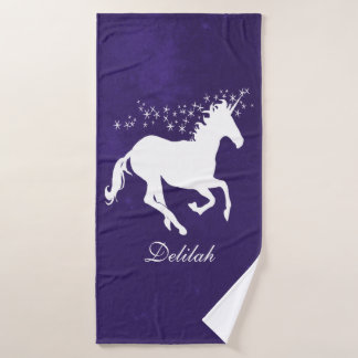 Purple Unicorn Personalized Bath Towel Set