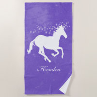 Purple Unicorn Personalized Beach Towel