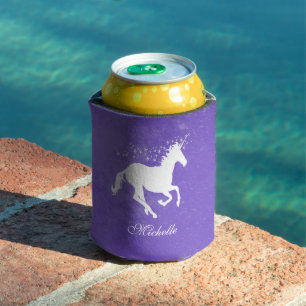 Purple Unicorn Personalized Can Cooler