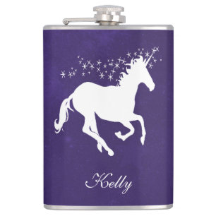 Purple Unicorn Personalized Flask