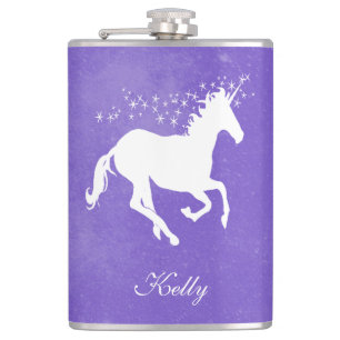 Purple Unicorn Personalized Flask