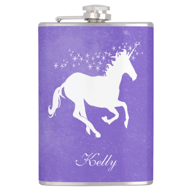 Purple Unicorn Personalized Flask (Front)