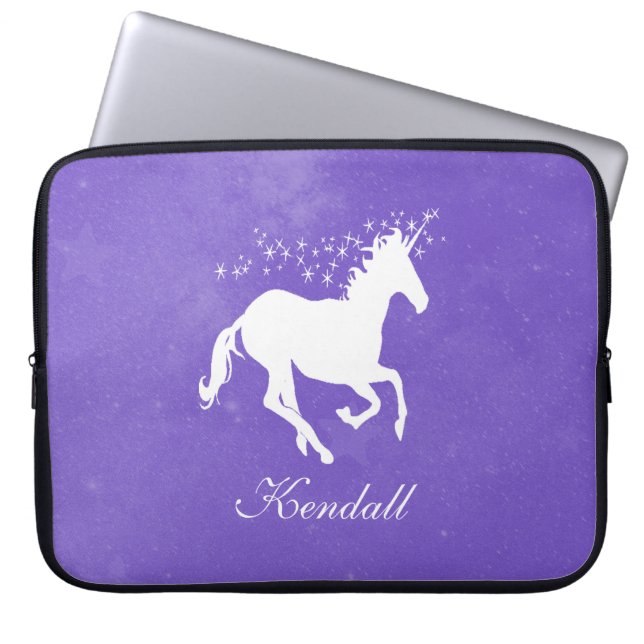 Purple Unicorn Personalized Laptop Sleeve (Front)