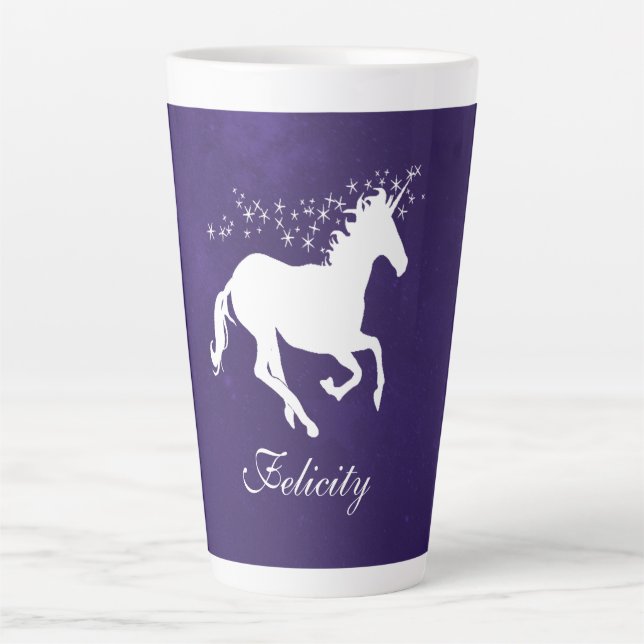 Purple Unicorn Personalized Latte Mug (Front)