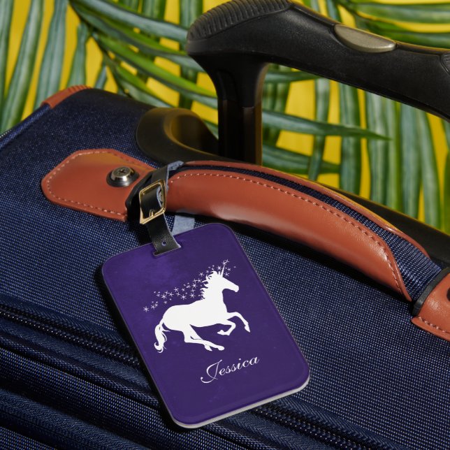 Purple Unicorn Personalized Luggage Tag (Front Insitu 1)