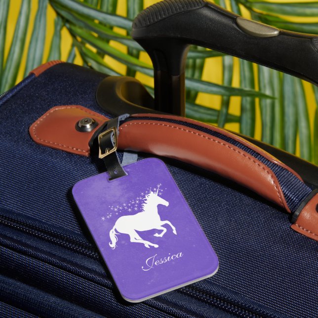 Purple Unicorn Personalized Luggage Tag (Front Insitu 1)