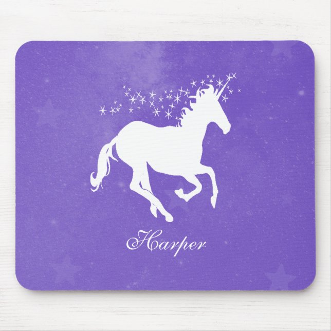 Purple Unicorn Personalized Mouse Pad (Front)