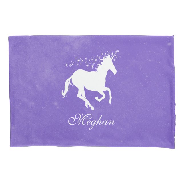 Purple Unicorn Personalized Pillowcase (Front)