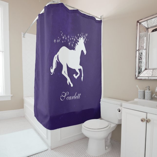 Purple Unicorn Personalized Shower Curtain (In Situ)