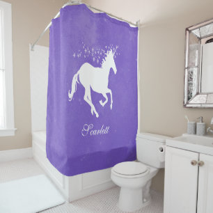Purple Unicorn Personalized Shower Curtain