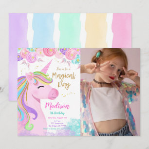 Purple Unicorn Photo Invitation