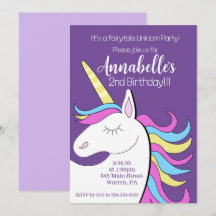 Purple Unicorn Pretty Unicorns Fantasy Birthday 