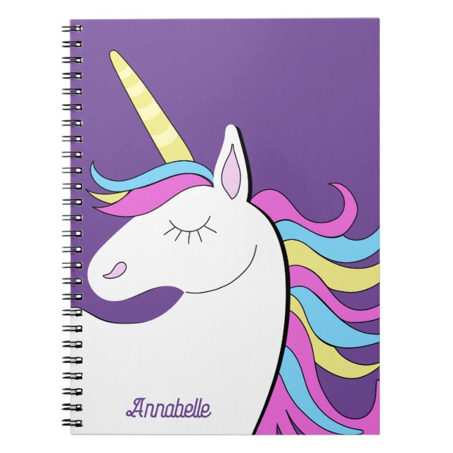 Purple Unicorn Pretty Unicorns Fantasy Notebook (Front)