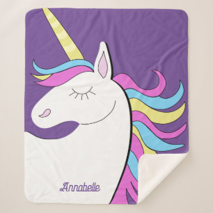Purple Unicorn Pretty Unicorns Fantasy Sherpa Blanket