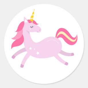 Purple Unicorn with Pink Hair Classic Round Sticker