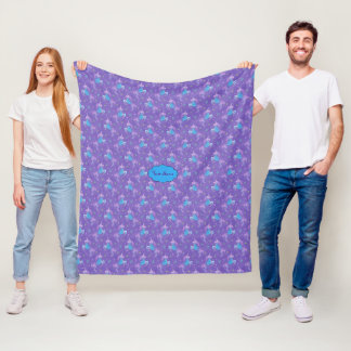 Purple Unicorns Pink Stars Fleece Blanket