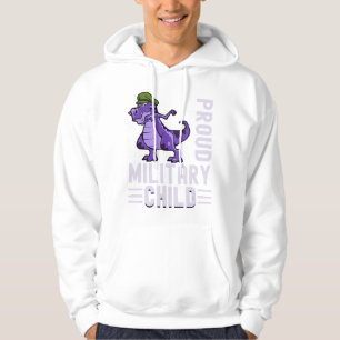 Purple Up Dinosaur Boy Proud Military Child Month Hoodie
