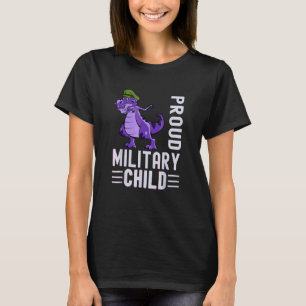 Purple Up Dinosaur Boy Proud Military Child Month T-Shirt