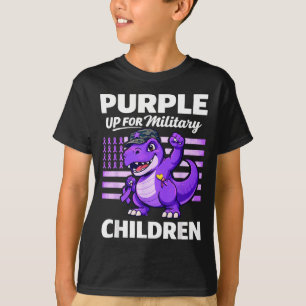 Purple Up for Military Children Dinosaur Military T-Shirt
