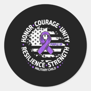 Purple Up For Military Kid Us Flag Cool Military C Classic Round Sticker