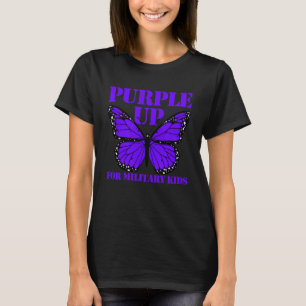 Purple Up For Military Kids Butterfly Girls Purple T-Shirt