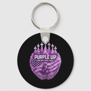Purple Up for Military Kids Child Support USA Flag Keychain