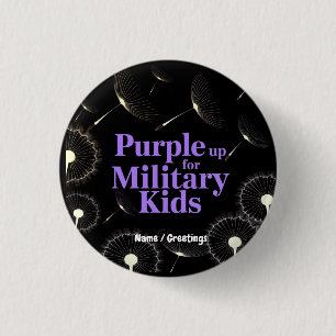 Purple Up for Military Kids Dandelion Show Support 1 Inch Round Button