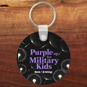 Purple Up for Military Kids Dandelion Show Support Keychain