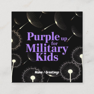 Purple Up for Military Kids Dandelion Show Support Square Business Card