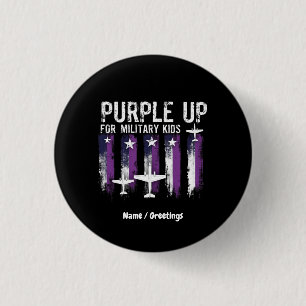 Purple Up For Military Kids Flag Show Your Support 1 Inch Round Button