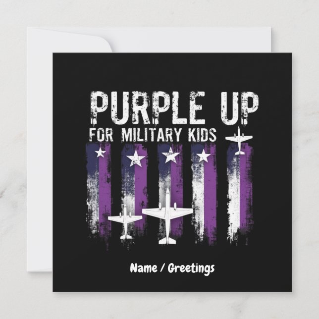 Purple Up For Military Kids Flag Show Your Support Invitation (Front)
