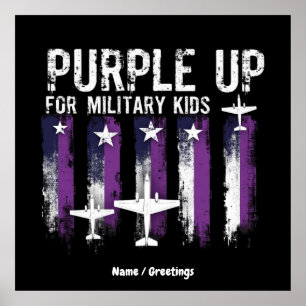 Purple Up For Military Kids Flag Show Your Support Poster