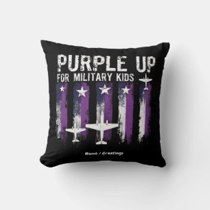 Purple Up For Military Kids Flag Show Your Support Throw Pillow
