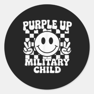 Purple Up For Military Kids Groovy Military Child  Classic Round Sticker