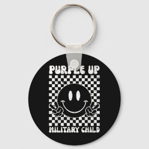 Purple Up For Military Kids Groovy Military Child Keychain