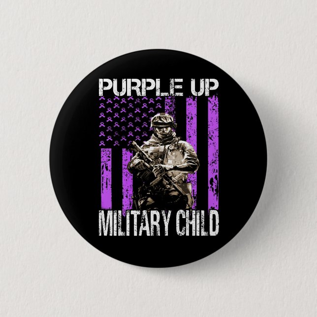 Purple Up for Military Kids Military Child T-Shirt 2 Inch Round Button (Front)