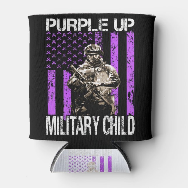 Purple Up for Military Kids Military Child T-Shirt Can Cooler (Front)