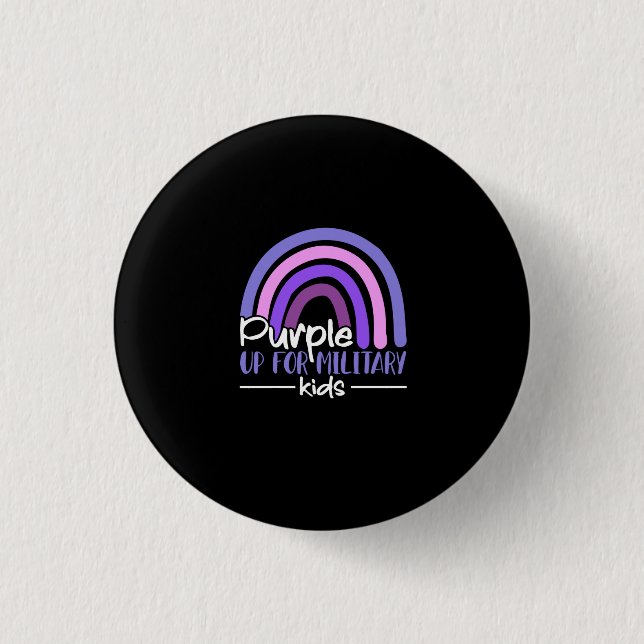 Purple up for military kids Rainbow Military child 1 Inch Round Button (Front)