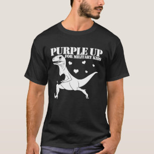 Purple Up For Military Kids Raptor Dinosaur Boys P T-Shirt