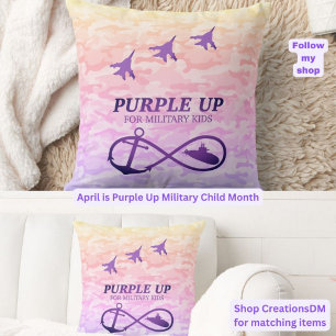 Purple Up for Military Kids Submarine & Jets Throw Pillow