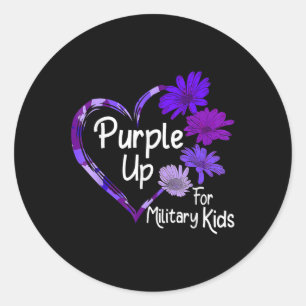 Purple Up For Military Kids Sunflower Military Chi Classic Round Sticker