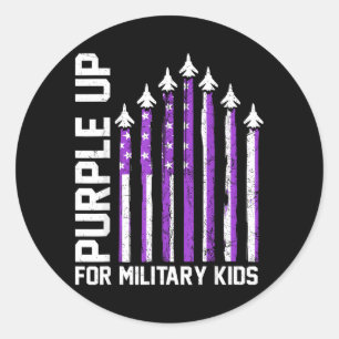 Purple Up for Military Kids Toddler Women Boys Classic Round Sticker