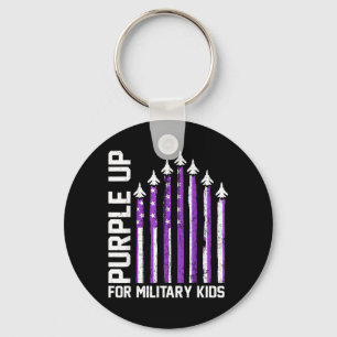 Purple Up for Military Kids Toddler Women Boys Keychain