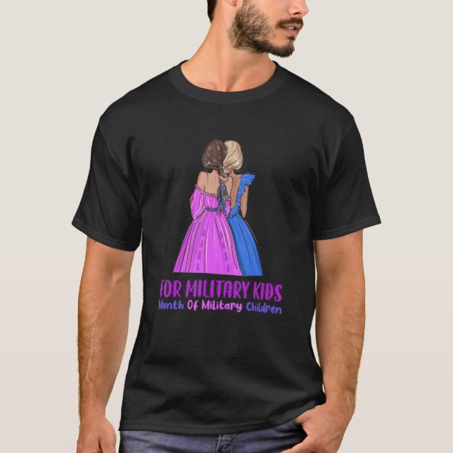 Purple Up For Military Kids Twin Girl Military Bra T-Shirt (Front)