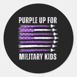 Purple Up For Military Kids Us Flag Military Child Classic Round Sticker