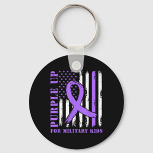 Purple Up For Military Kids Us Flag Military Child Keychain